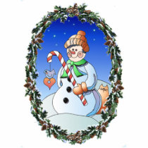 SNOWMAN & WREATH by SHARON SHARPE Photo Cut Out