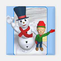 Snowmans Greeting Fridge Magnet