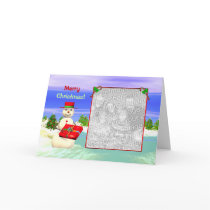 Snowman's Present (photo frame) Greeting Cards