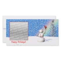Snowman's Snowy Christmas Photo Card Template