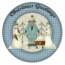 Snowmen and Boy Ornament Photo Sculpture
