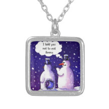 Snowmen Don't Eat Beans Custom Necklace