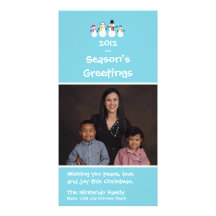 Snowmen Family Holiday  Photocard Photo Greeting Card