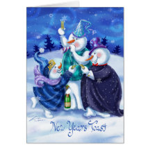 Snowmen Happy New Years Greeting Card