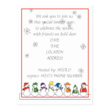 Snowmen Holiday Party Invitation Post Cards