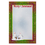 Snowmen with Christmas Tree Family Stationery Design