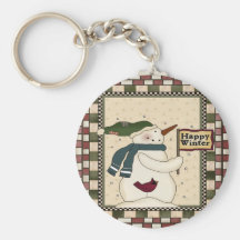 Snowmens Happy Winter Keychain