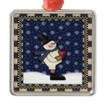 Snowmens Heart Christmas Ornament