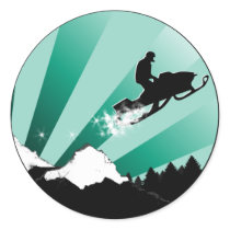 snowmobile. pthalo. round sticker