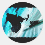 Snowmobiling on Icy Trails Round Sticker