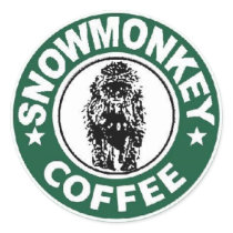 snowmonkey coffee logo round sticker