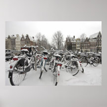 Snowy Amsterdam in the Netherlands in winter Print
