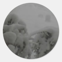 Snowy Bushes Round Stickers