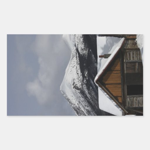Snowy Cabin Rectangular Stickers