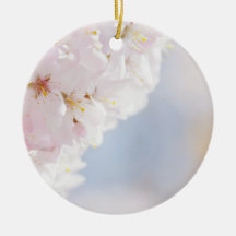 Snowy Cherry Blossoms Christmas Tree Ornaments
