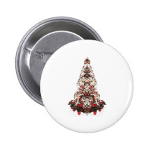 Snowy Christmas Tree Pinback Buttons