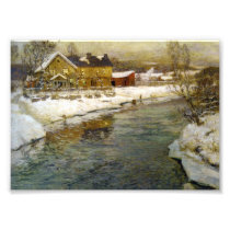 Snowy Cottage by a Canal Photo