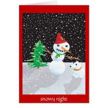 snowy night greeting cards