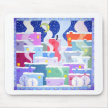 Snowy night mouse pad