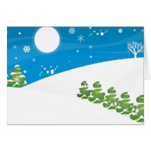 Snowy Night On Hillside Greeting Card