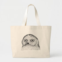 Snowy Owl Bird Vintage Wood Engraving Tote Bags