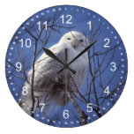 Snowy Owl - White Bird and Azure Blue Sky Clock