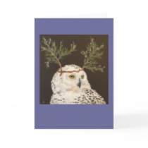 snowy owl with cedar branch hat cards