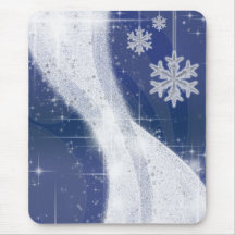 Snowy Star Ribbon (dark blue) Mousepad