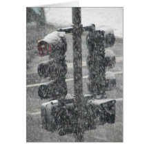 Snowy Stoplight Greeting Card
