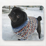 Snowy Sweater Pug Mousepad
