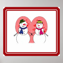 Snowy Sweethearts - Snow In Love (Add Your Text) Print