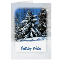 Snowy Tree Birthday Wishes Greeting Cards