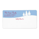Snowy white landscape pine trees shipping address personalized shipping labels
