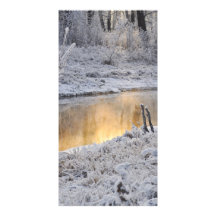 Snowy white winter landscape with light reflect personalized photo card