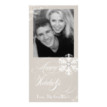 Snowy Winter Champagne Holiday Photo Card