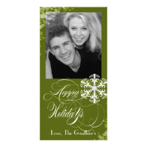 Snowy Winter Olive Holiday Photo Card