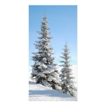 Snowy Winter Scene with Christmas Trees Custom Photo Card
