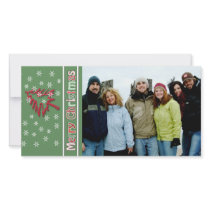 So Cute Merry Christmas Red Pine White Snowflakes Picture Card