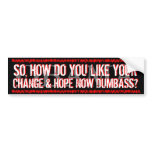 SO,HOW DO YOU LIKE YOUR CHANGE & HOPE NOW DUMBASS? BUMPER STICKER