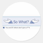 So What? (Facebook Button) Round Sticker