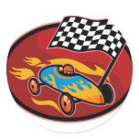 Soap box derby racing with race flag stickers