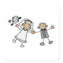 Sobre la boda sello adhesivo square sticker