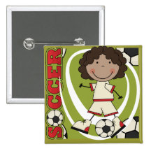 SOCCER - African American Girl T-shirts and Gifts Buttons