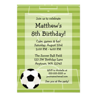 Soccer Birthday Party on Soccer Ball Field Kids Birthday Party Custom Invites