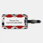 Soccer Ball Pattern on Red Luggage Tags