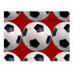 Soccer Ball Pattern on Red Post Cards
