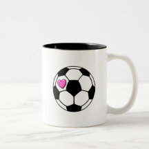 Soccer Ball (Pnk Hrt) Coffee Mugs