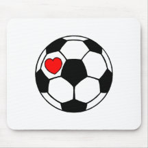 Soccer Ball (Red Heart) Mouse Mats