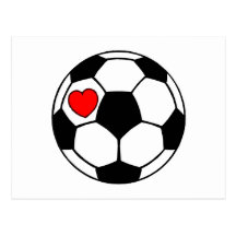 Soccer Ball (Red Heart) Postcards