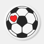 Soccer Ball (Red Heart) Refrigerator Magnet